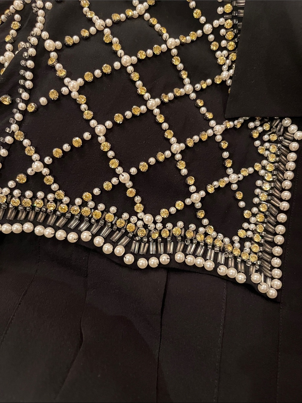 Balmain x H&M Black Pearl and Crystal Beaded Embellished Button-Down Shirt - Picture 3 of 3